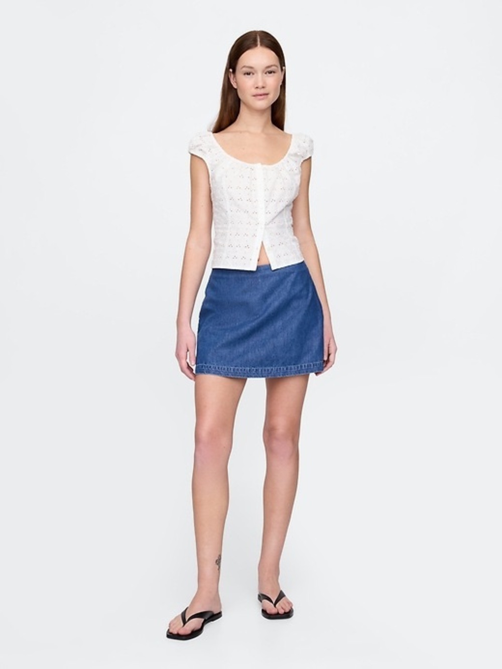 GAP Women’s Dark Blue Ultra Soft Denim Mini Skort (Skirt with Shorts) XS Petite
